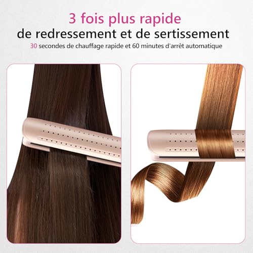 Fer à Lisser & Boucleur 2-en-1 avec Ventilation - Lisseur Professionnel à 5 Températures Réglables (140°C-220°C), Préchauffage Rapide 30s, Plaques Céramiques & Boucleur a Cheveux – Image 5