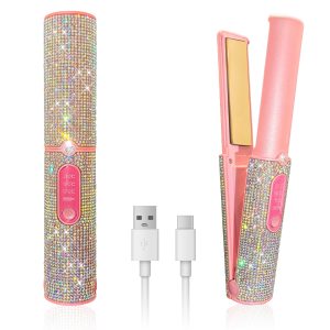 Fer a Lisser Sans Fil, Lisseur Cheveux avec 5000 mAh, 2 en 1 Titanium Lisseur Boucleur Cheveux, Chauffage Rapide 3 Température, Mini Lisseur de Voyage par USB Rechargeable Hair Straightener