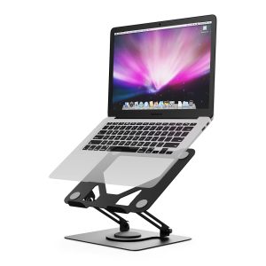 GRIFEMA Support Ordinateur Portable Ergonomique Rotatif 360 GB1050 - Support PC Portable Réglable en Hauteur, Pliable, Ventilé, Compatible MacBook Air/Pro, Dell, et Laptops 11-17 Pouces - Noir