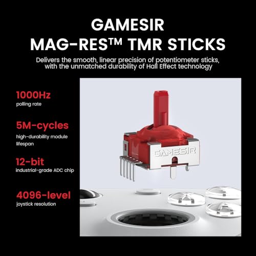 GameSir G7 Pro Manette 1000Hz avec Station de Recharge : Xbox Series X|S, Xbox One, Win 10/11 & Android - Joysticks TMR, Triggers Réglables & 4 Boutons Programmables - Méca Blanc – Image 4