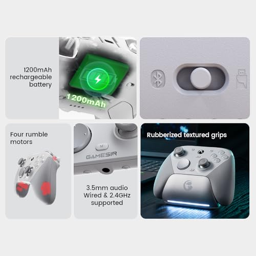 GameSir G7 Pro Manette 1000Hz avec Station de Recharge : Xbox Series X|S, Xbox One, Win 10/11 & Android - Joysticks TMR, Triggers Réglables & 4 Boutons Programmables - Méca Blanc – Image 6
