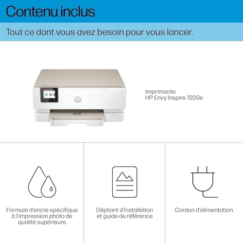 HP Envy Inspire 7220e, 242P6B, Imprimante Multifonction à Jet d'Encre A4 Couleur, Recto Verso Automatique, 22 ppm, Wi-Fi, 3 mois de forfait Instant Ink gratuit, Blanche – Image 7