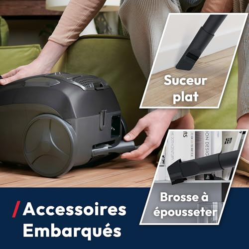 Hoover HE1 Home Aspirateur traineau avec Sac Compact Puissant 700W, Léger, Haute Performance, Brosse Tous Sols, Filtre EPA Lavable, Capacité 2,5L, Accessoires 2en1, Vidage Facile, HEZ107HM – Image 5