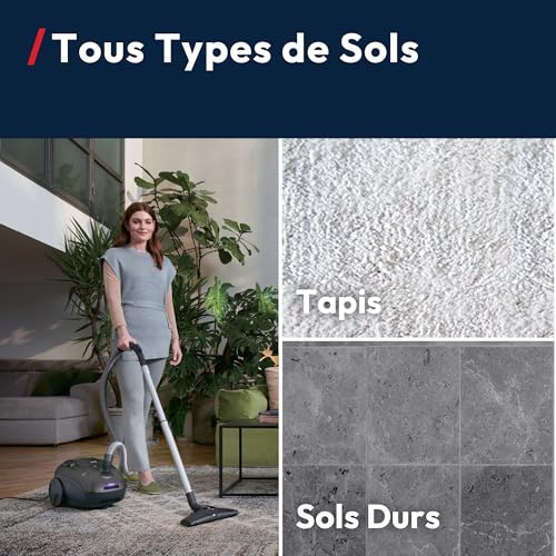 Hoover HE1 Home Aspirateur traineau avec Sac Compact Puissant 700W, Léger, Haute Performance, Brosse Tous Sols, Filtre EPA Lavable, Capacité 2,5L, Accessoires 2en1, Vidage Facile, HEZ107HM – Image 7