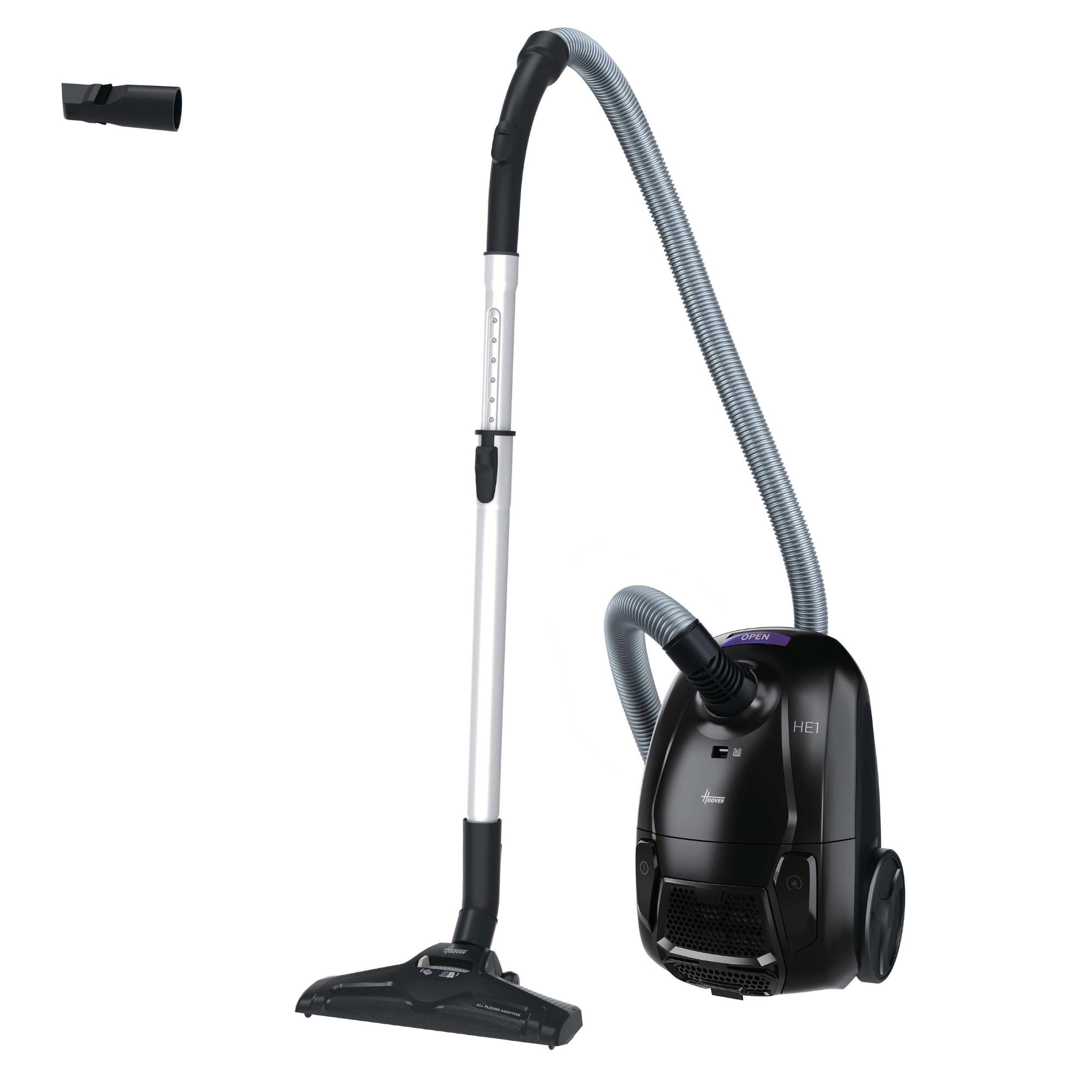 Hoover HE1 Home Aspirateur traineau avec Sac Compact Puissant 700W, Léger, Haute Performance, Brosse Tous Sols, Filtre EPA Lavable, Capacité 2,5L, Accessoires 2en1, Vidage Facile, HEZ107HM