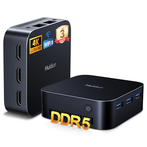 Huidun H20 Mini PC W-11 Pro, Intel Alder Lake-N97 (jusqu'à 3,6 GHz),16Go LPDDR5 512Go SSD Mini Ordinateur De Bureau,Triple HDMI 4k,3XUSB 3.0,WiFi 6,BT 5.2,Ethernet Gigabit Double pour Bureau. – Image 2