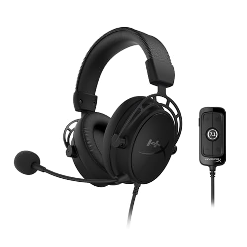 HyperX Casque de jeu Cloud Alpha S pour PC et PS4, son surround 7.1, basses réglables, haut-parleurs à deux pièces, mixeur de discussion, microphone antibruit de fond, noir – Image 7