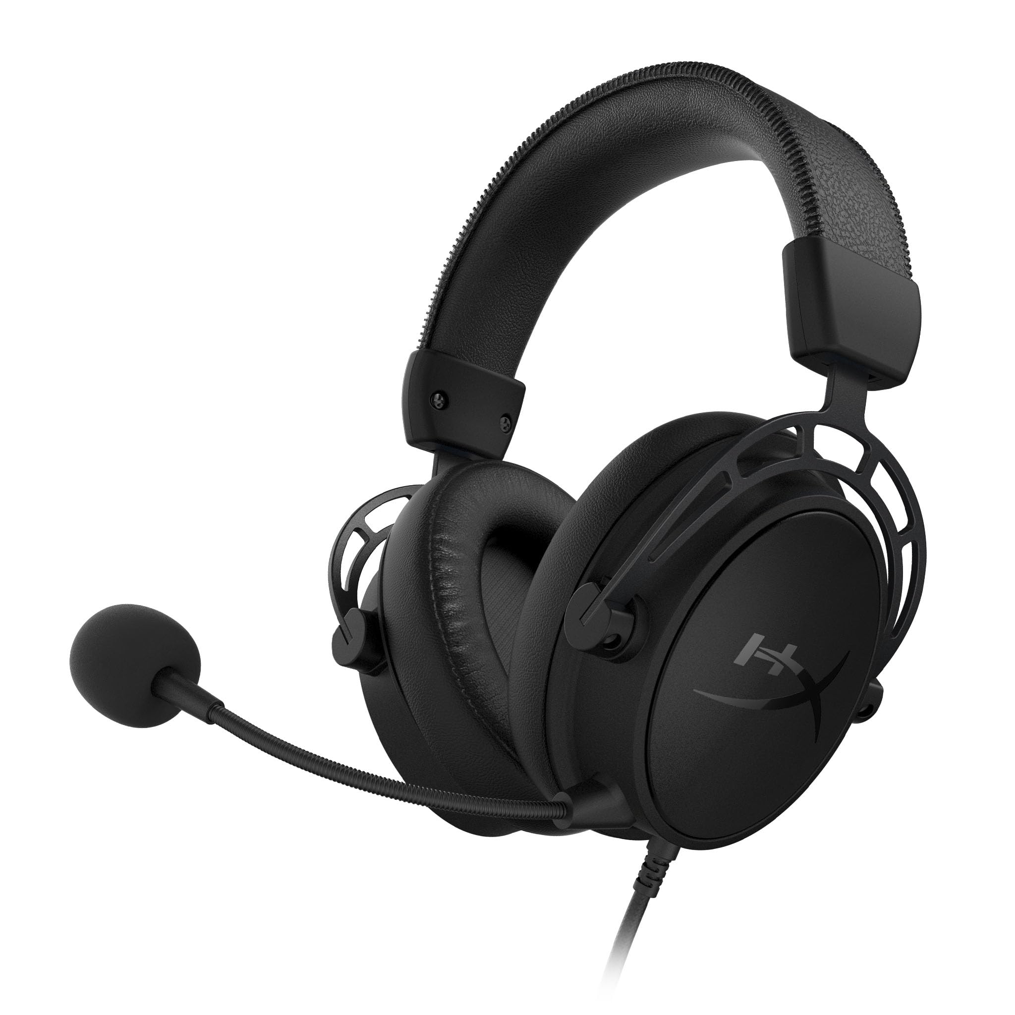HyperX Casque de jeu Cloud Alpha S pour PC et PS4, son surround 7.1, basses réglables, haut-parleurs à deux pièces, mixeur de discussion, microphone antibruit de fond, noir