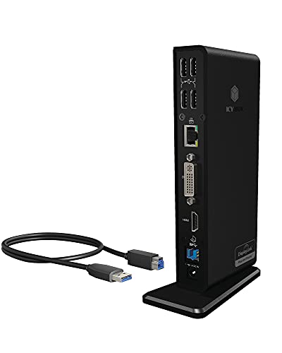 ICY BOX Station d'accueil USB-C (11-en-1) avec 1x HDMI & 1x DVI, Docking Station USB-C pour Ordinateur Portable (Gigabit Ethernet, 6 Ports USB 3.0), DisplayLink, IB-DK2241AC – Image 2