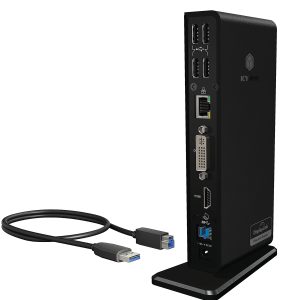 ICY BOX Station d'accueil USB-C (11-en-1) avec 1x HDMI & 1x DVI, Docking Station USB-C pour Ordinateur Portable (Gigabit Ethernet, 6 Ports USB 3.0), DisplayLink, IB-DK2241AC