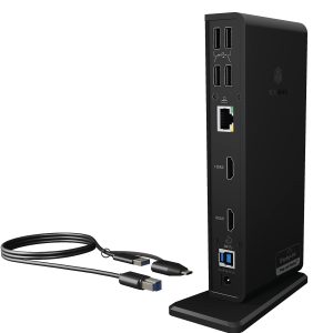 ICY BOX Station d'accueil USB-C (11-en-1) avec 2x HDMI, Docking Station USB-C pour Ordinateur Portable (Gigabit Ethernet, 6 Ports USB 3.0), DisplayLink, IB-DK2251AC