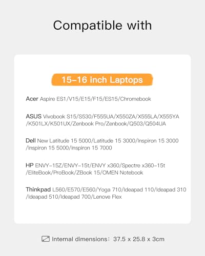 Inateck 360° Protection 15-15,6 Pouces Housse Compatible avec Chromebook Notebook Ultrabook, Pochette Antichoc pour Ordinateur Portable, résistant aux éclaboussures, Noir Gris – Image 3