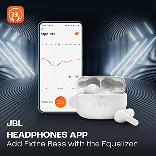 JBL Wave Beam, Écouteurs Intra-Auriculaires sans Fil, Résistance à l'Eau IP54 et IPX2, Appels Mains Libres et Batterie à Autonomie de 32 heures, en Blanc – Image 4