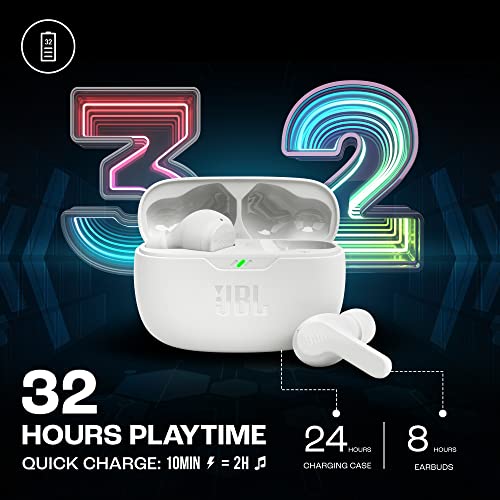 JBL Wave Beam, Écouteurs Intra-Auriculaires sans Fil, Résistance à l'Eau IP54 et IPX2, Appels Mains Libres et Batterie à Autonomie de 32 heures, en Blanc – Image 5