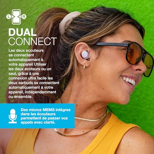 JLab Go Air Pop Ecouteurs Bluetooth sans Fil - Écouteurs Intra-Auriculaires avec Micro, 32+ Heures d'Autonomie, Ecouteur et Boîtier de Charge USB, Oreillette Son Personnalisé EQ3, Lilas – Image 4