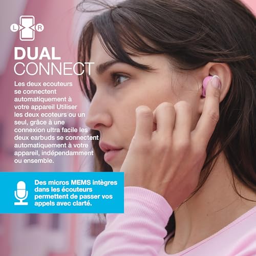 JLab Go Air Pop Ecouteurs Bluetooth sans Fil - Écouteurs Intra-Auriculaires avec Micro, 32+ Heures d'Autonomie, Ecouteur et Boîtier de Charge USB, Oreillette Son Personnalisé EQ3, Rose – Image 4