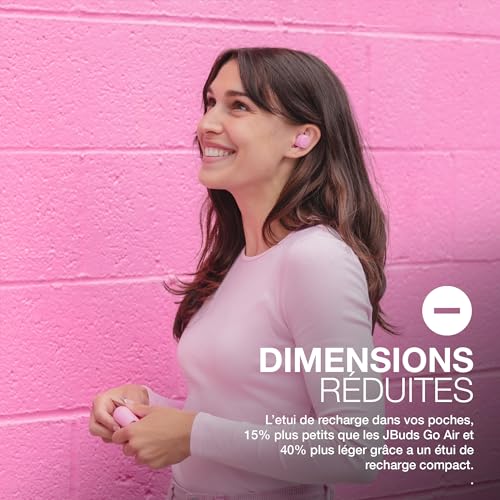 JLab Go Air Pop Ecouteurs Bluetooth sans Fil - Écouteurs Intra-Auriculaires avec Micro, 32+ Heures d'Autonomie, Ecouteur et Boîtier de Charge USB, Oreillette Son Personnalisé EQ3, Rose – Image 5