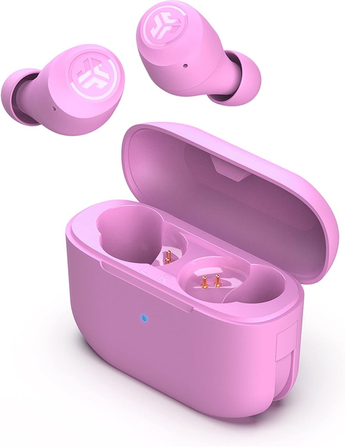 JLab Go Air Pop Ecouteurs Bluetooth sans Fil - Écouteurs Intra-Auriculaires avec Micro, 32+ Heures d'Autonomie, Ecouteur et Boîtier de Charge USB, Oreillette Son Personnalisé EQ3, Rose