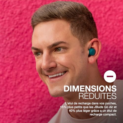 JLab Go Air Pop Ecouteurs Bluetooth sans Fil - Écouteurs Intra-Auriculaires avec Micro, 32+ Heures d'Autonomie, Ecouteur et Boîtier de Charge USB, Oreillette Son Personnalisé EQ3, Sarcelle – Image 6