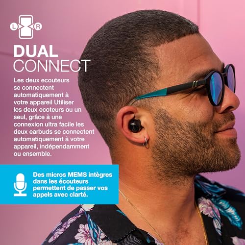 JLab Go Pop Ecouteurs Bluetooth sans Fil - Écouteurs Intra-Auriculaires avec Micro, 35+ Heures d'Autonomie, Ecouteur et Boîtier de Charge USB, Oreillette Son Personnalisé EQ3, Noir – Image 4