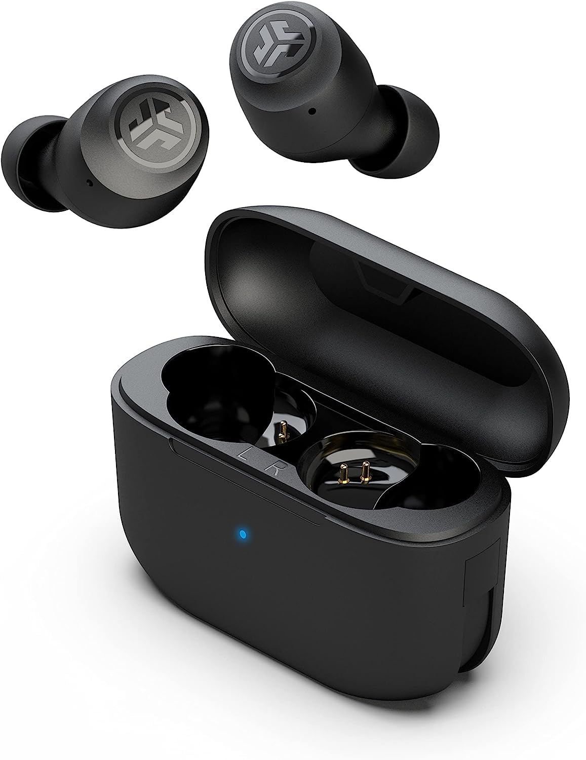 JLab Go Pop Ecouteurs Bluetooth sans Fil - Écouteurs Intra-Auriculaires avec Micro, 35+ Heures d'Autonomie, Ecouteur et Boîtier de Charge USB, Oreillette Son Personnalisé EQ3, Noir