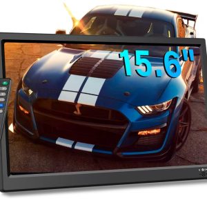 KCR Téléviseur numérique portable, TV DVB-T2 12 V, entrées HDMI/AV/USB, télécommande, chargeur de voiture 12 V, 15,6", noir