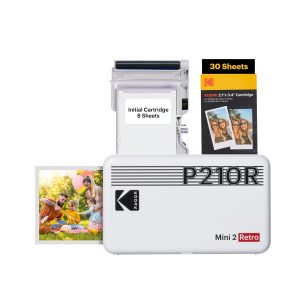 KODAK Mini 2 Retro Cadeau Noel – Imprimante Photo Portable (5,4 x 8,6 cm) + Blanc, 38 Feuilles