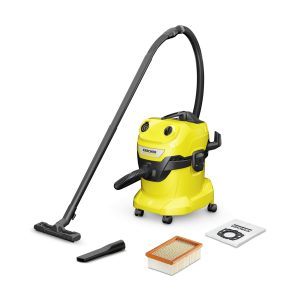 Kärcher Aspirateur Eau et Poussières WD 4 V-20/5/22, Puissance : 1000W, Cuve Polypropylène : 20L, Flexible d'Aspiration : 2,2m, Soufflerie, Filtre Plissé Plat, Suceurs Sol Fentes, Sachet Filtre Ouate