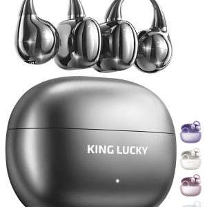 King Lucky Écouteurs à Clipser sans Fil Bluetooth 5.4 avec Micro, 50 Heures de Lecture, Suppression du Bruit, étanche, Confortable pour Les porteurs de Petites Oreilles et de Lunettes, Sport (Noir)