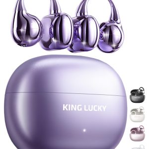 King Lucky ecouteurs à Clipser sans Fil Bluetooth 5.4 avec Micro, 50 Heures de Lecture, Suppression du Bruit, Etanche, Confortable pour Les porteurs de Petites Oreilles et, Running Sport (Violet)