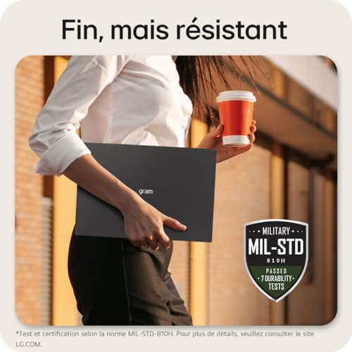 LG Gram 14Z90S-G.AP78F - PC Portable 14" 1120g, écran IPS FHD+ 16:10, Plateforme Intel® Evo™ de 14e génération, RAM 16Go, SSD 1To NVMe, Intel Iris XE, Thunderbolt™ 4, Windows 11, Clavier AZERTY, Noir – Image 4