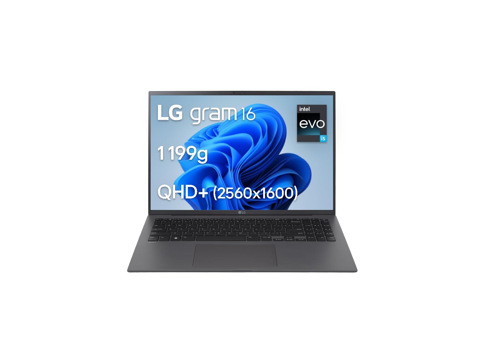 LG Gram 16Z90R-G.AA56F - PC Portable 16" 1199g, écran IPS QHD+ Format 16:10, Intel® Evo™ i5-1340P, RAM 16Go, SSD 512Go NVMe, Intel Iris XE Graphics, Thunderbolt™ 4, Windows 11, Clavier AZERTY, Gris