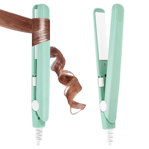 LOPHE Mini Fer à Lisser,Lisseur Boucleur Cheveux 2 en 1,Tension Universelle 110-220V - Chauffage express en 10 secondes, Adapté à tous types de cheveux, idéal pour la maison ou le salon,Vert – Image 2