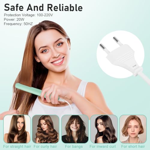 LOPHE Mini Fer à Lisser,Lisseur Boucleur Cheveux 2 en 1,Tension Universelle 110-220V - Chauffage express en 10 secondes, Adapté à tous types de cheveux, idéal pour la maison ou le salon,Vert – Image 6