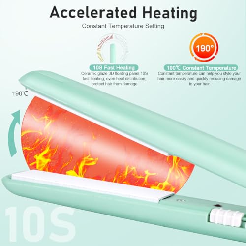 LOPHE Mini Fer à Lisser,Lisseur Boucleur Cheveux 2 en 1,Tension Universelle 110-220V - Chauffage express en 10 secondes, Adapté à tous types de cheveux, idéal pour la maison ou le salon,Vert – Image 7