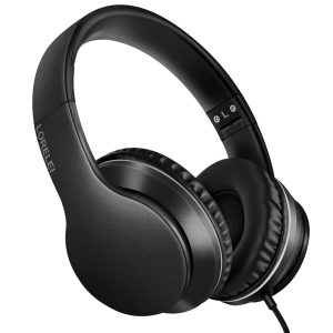 LORELEI X6 Casque Supra-auriculaire avec Microphone, Casque de Basse stéréo léger Pliable et Portable avec 1,45 m sans enchevêtrement, Casque Filaire pour Smartphone Tablette MP3 / 4 (Noir sidéral)