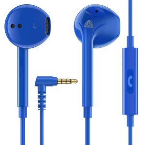 LUDOS Zenith Écouteurs, Garantie 2 Ans, Écouteur Intra-Auriculaires Filaires, Casque avec Microphone, Compatible avec Tablettes et Ordinateurs Portables Samsung, Huawei, iPhone, MP3 Players - Bleu