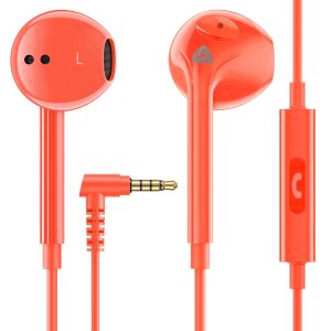 LUDOS Zenith Écouteurs, Garantie 2 Ans, Écouteur Intra-Auriculaires Filaires, Casque avec Microphone, Compatible avec Tablettes et Ordinateurs Portables Samsung, Huawei, iPhone, MP3 Players - Corail