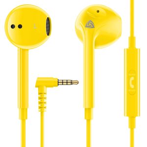 LUDOS Zenith Écouteurs, Garantie 2 Ans, Écouteur Intra-Auriculaires Filaires, Casque avec Microphone, Compatible avec Tablettes et Ordinateurs Portables Samsung, Huawei, iPhone, MP3 Players - Jaune