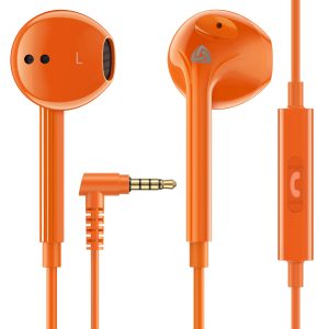 LUDOS Zenith Écouteurs, Garantie 2 Ans, Écouteur Intra-Auriculaires Filaires, Casque avec Microphone, Compatible avec Tablettes et Ordinateurs Portables Samsung, Huawei, iPhone, MP3 Players - Orange