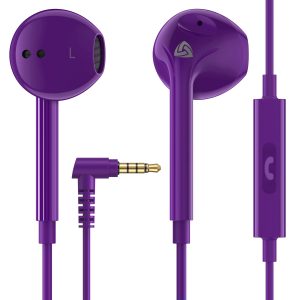 LUDOS Zenith Écouteurs, Garantie 2 Ans, Écouteur Intra-Auriculaires Filaires, Casque avec Microphone, Compatible avec Tablettes et Ordinateurs Portables Samsung, Huawei, iPhone, MP3 Players - Violet