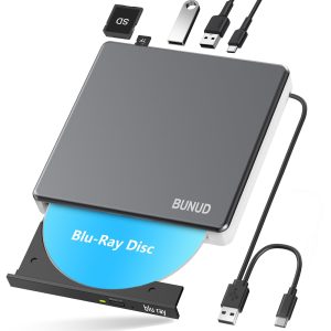 Lecteur externe Blu-ray CD DVD USB 3.0 & Type-C Graveur CD/DVD Blu-ray 2 ports USB & SD/TF Compatible PC Portable Windows 11/10 Mac MacBook