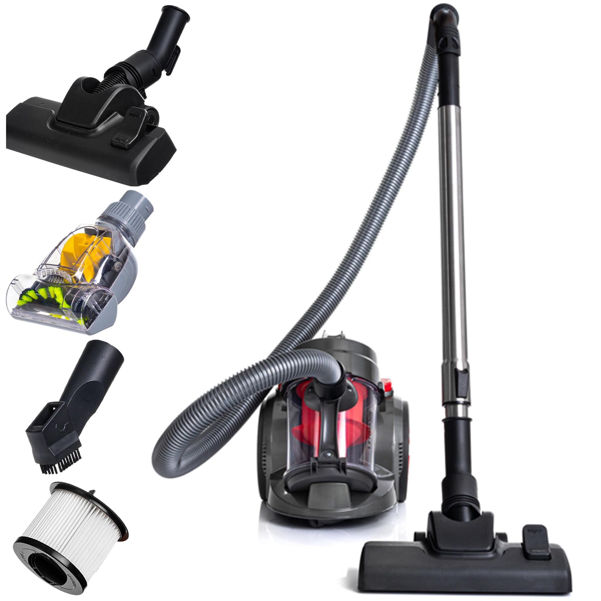 Lehmann LHOCV-7018 Tinosa Aspirateur sans Sac Cyclonique, 4000 W, Aspirateur Puissant avec Une Grande Puissance d'aspiration, HEPA Filtre, Compact et Léger, Réservoir à Poussière 1,8 L