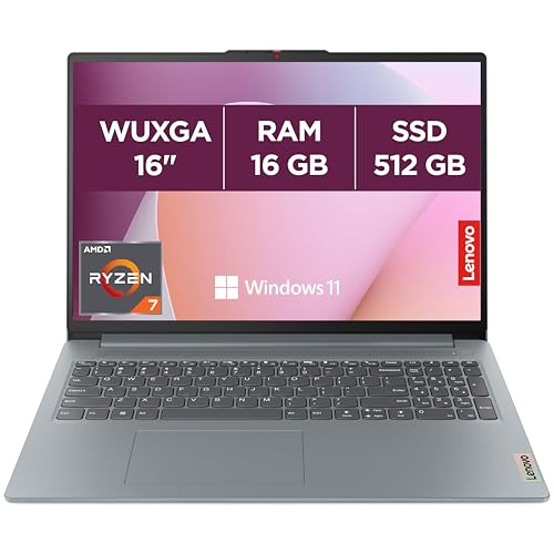 Lenovo IdeaPad Slim 3 16ABR8 - Ordinateur Portable 16'' WUXGA (AMD Ryzen 7 5825U, RAM 16Go, SSD 512Go, AMD Radeon Graphics, Windows 11 Home) Clavier AZERTY Français - Gris – Image 2