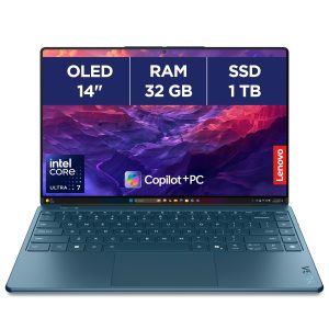 Lenovo Yoga Slim 9 14ILL10 - Ordinateur Portable 14'' 4K OLED WQUXGA Tactile Copilot+ (Intel Ultra 7 258V, RAM 32Go, SSD 1To, Intel Arc Graphics 140V, Windows 11 Home) Clavier AZERTY - Tidal Teal
