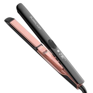 Lisseur Cheveux 2.5 cm, Lisseur & Boucleur 2 en 1 – Plaques Céramique Ionique Titane, Double Tension (110-240V) pour Cheveux Brillants et Anti-Frisottis Glätteisen Glätten