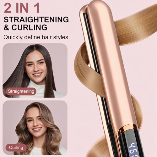 Lisseur Cheveux Professionnel Céramique 2 en 1 Fer à Lisseur Boucleur pour Coiffures Variées, LCD 120-230°C, Voltage Universel, Céramique Lisseur lisse pour Cheveux Épais – Image 3