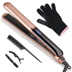 Lisseur Cheveux Professionnel Céramique 2 en 1 Fer à Lisseur Boucleur pour Coiffures Variées, LCD 120-230°C, Voltage Universel, Céramique Lisseur lisse pour Cheveux Épais