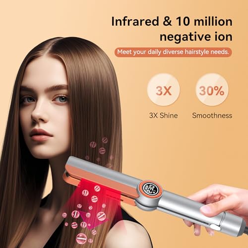 Lisseur Professionnel, Fer a Lisser, Wide Hair Straightener, Lisseur Boucleur Cheveux 2 en 1 avec Peigne, Plaque Cheveux 5 Températures, Lisseur Cheveux Professionnel Double Tension Voyage LCD – Image 4