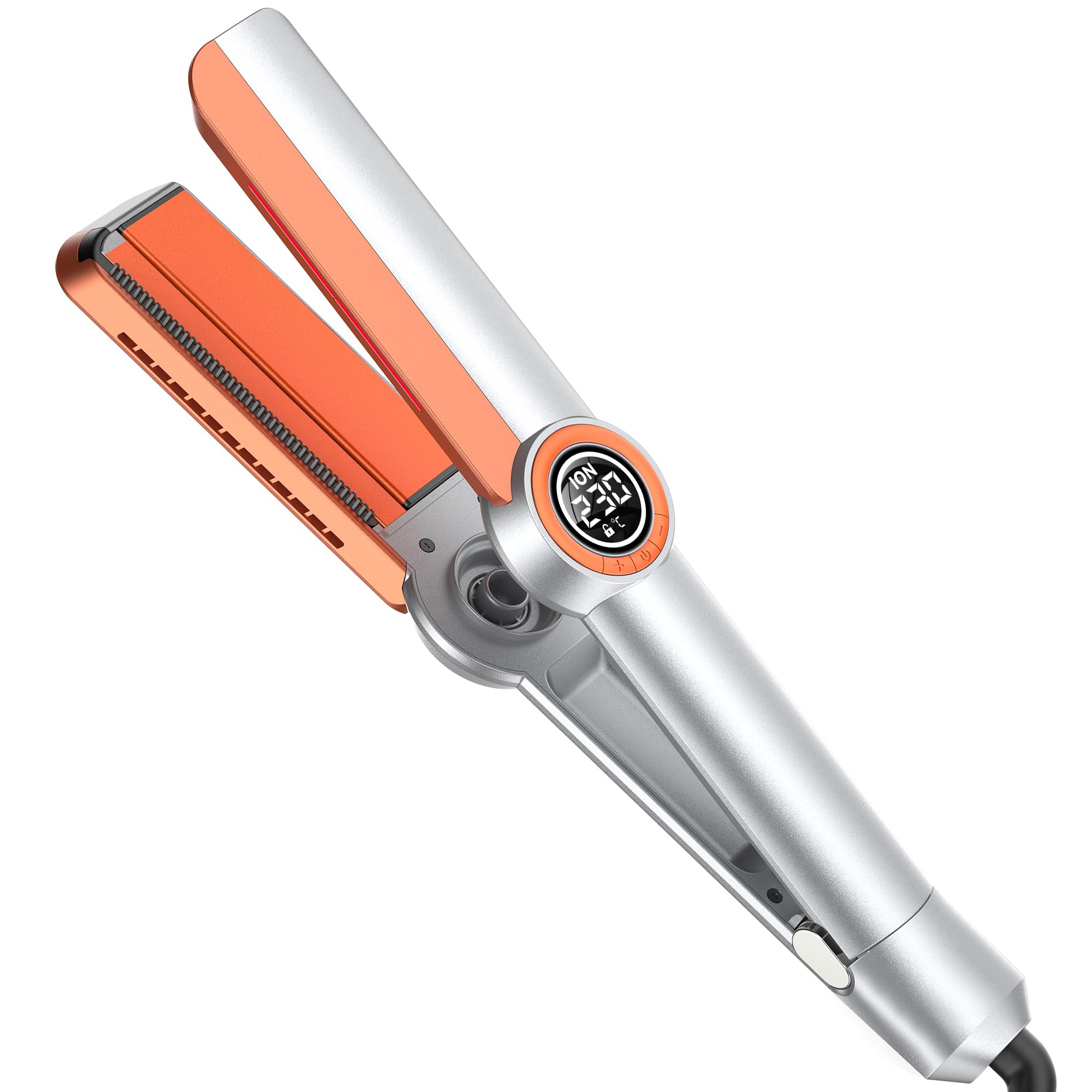 Lisseur Professionnel, Fer a Lisser, Wide Hair Straightener, Lisseur Boucleur Cheveux 2 en 1 avec Peigne, Plaque Cheveux 5 Températures, Lisseur Cheveux Professionnel Double Tension Voyage LCD